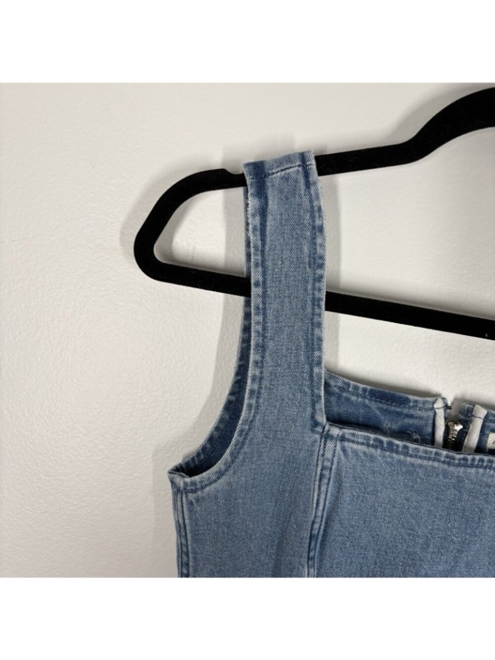 Abercrombie & Fitch XS Blue Denim Sleeveless Square Neck Column Midi Dress NWT - Picture 5 of 13
